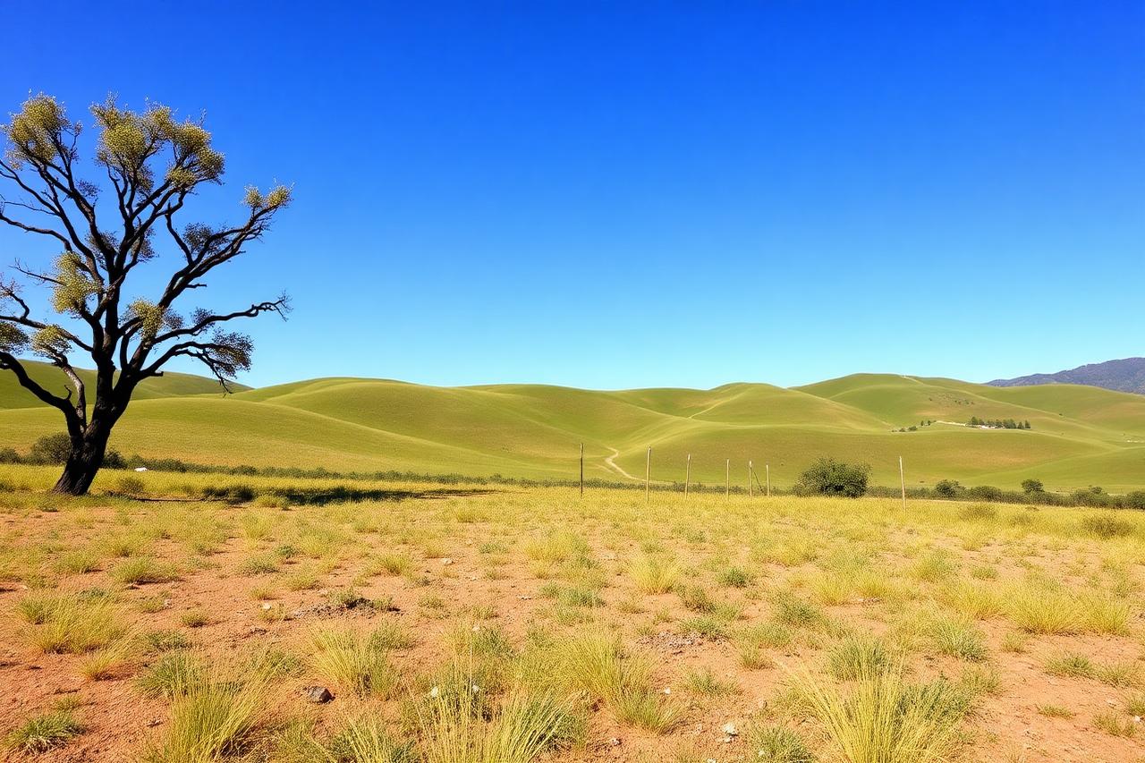 Open land parcel with a boundary marker