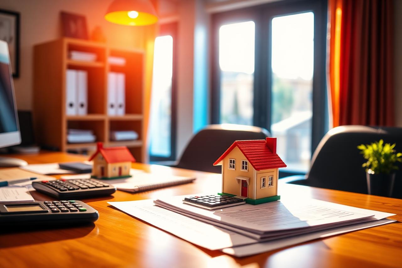 Mortgage paperwork and calculator on a table