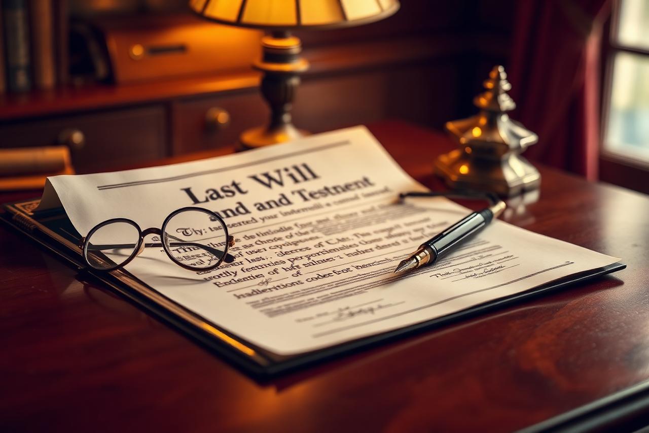 Estate documents and deeds in a wooden drawer