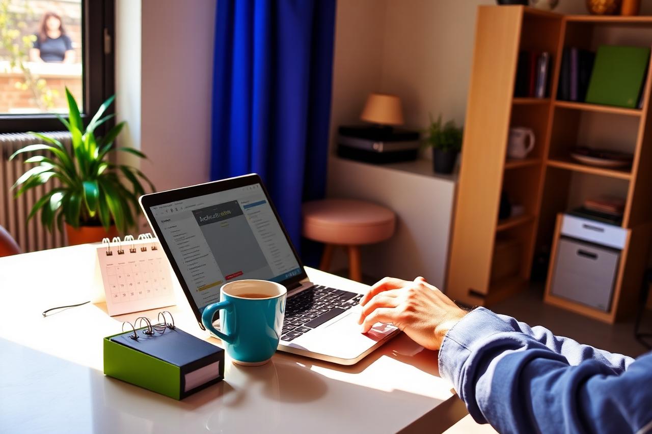 Rent payment records and a calculator on a desk